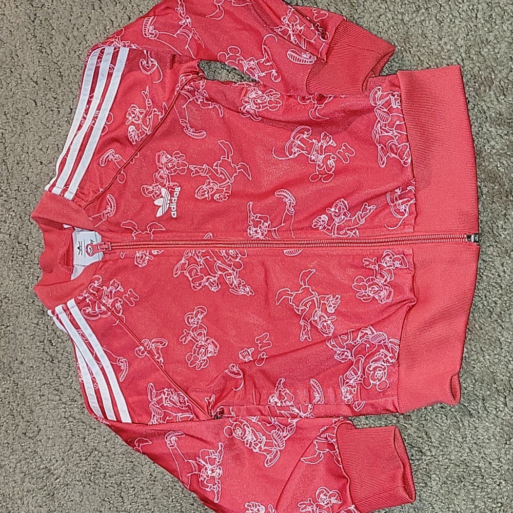 Adidas Originals X Disney Collab Track Zip Up Jacket 4T Red/white All over Print